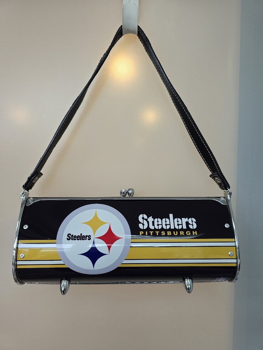 LITTLE EARTH Pittsburgh Steelers Handbag Metal License Plate Purse Faux Leather*